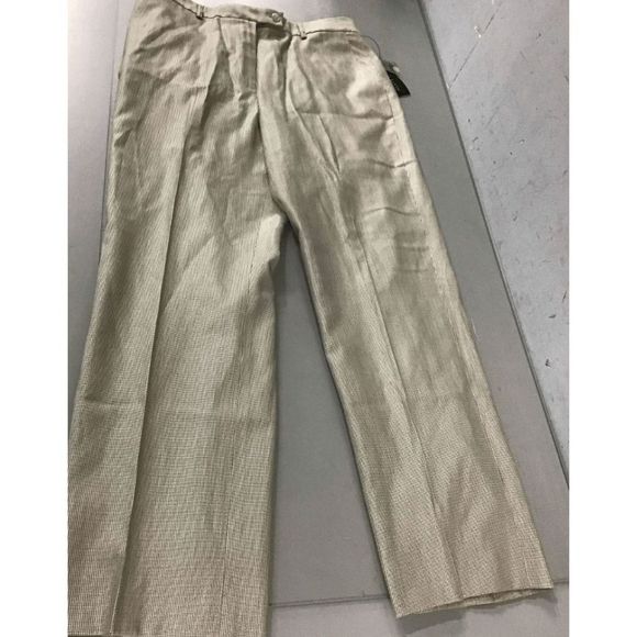 Anne Klein NWT Taupe Black Checkered Straight Leg Wool Pants, Sz 12P, MP $245 - Picture 2 of 15
